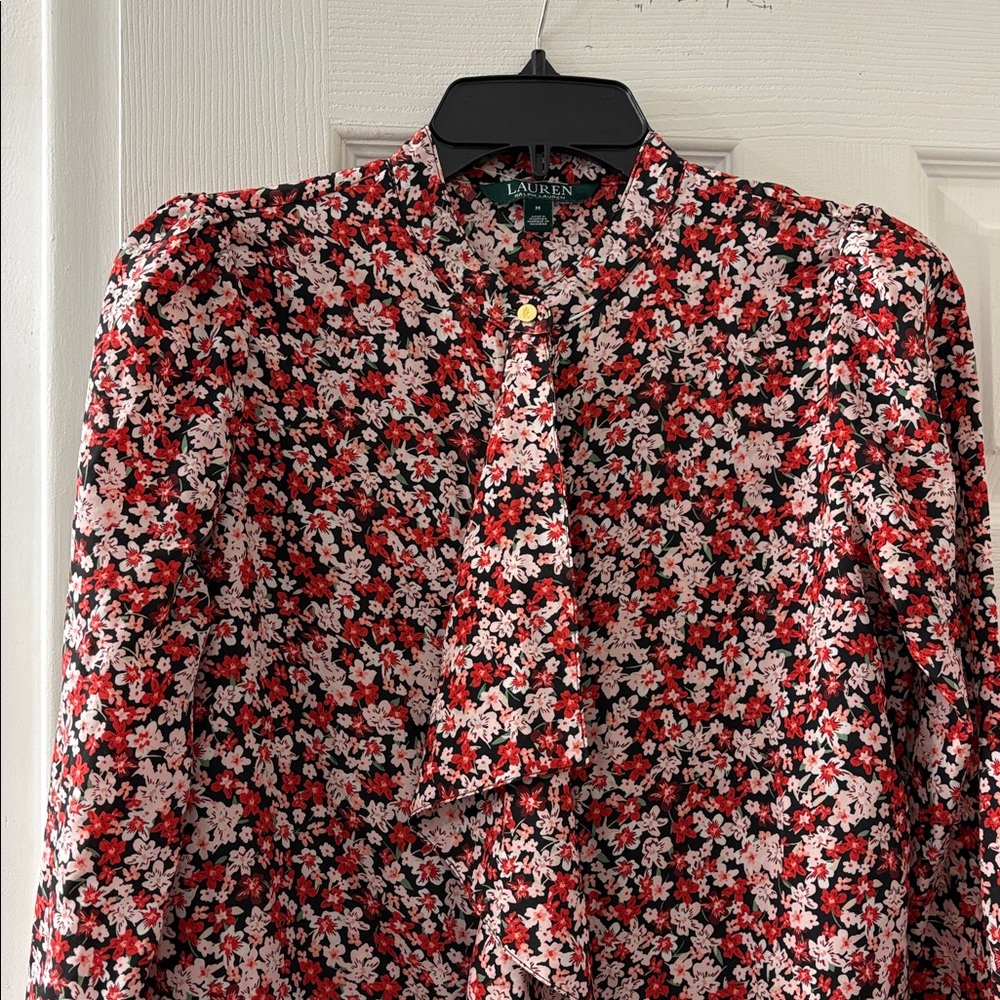 Ralph Lauren Red and Black Floral Blouse